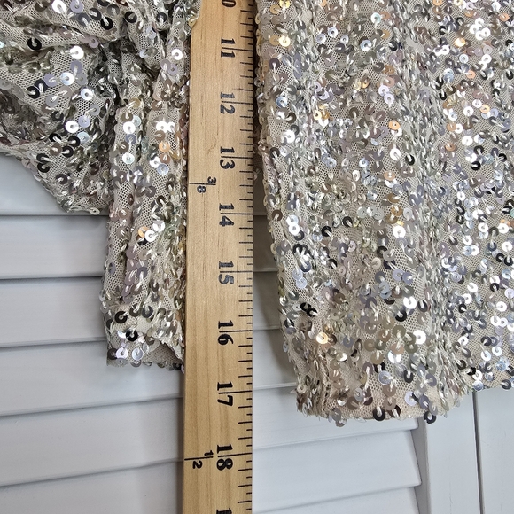 ZARA Puff Sleeve Tulle Sequin Crop Top Pearly Women's Sz Large Holiday Y2K Party - Picture 14 of 15